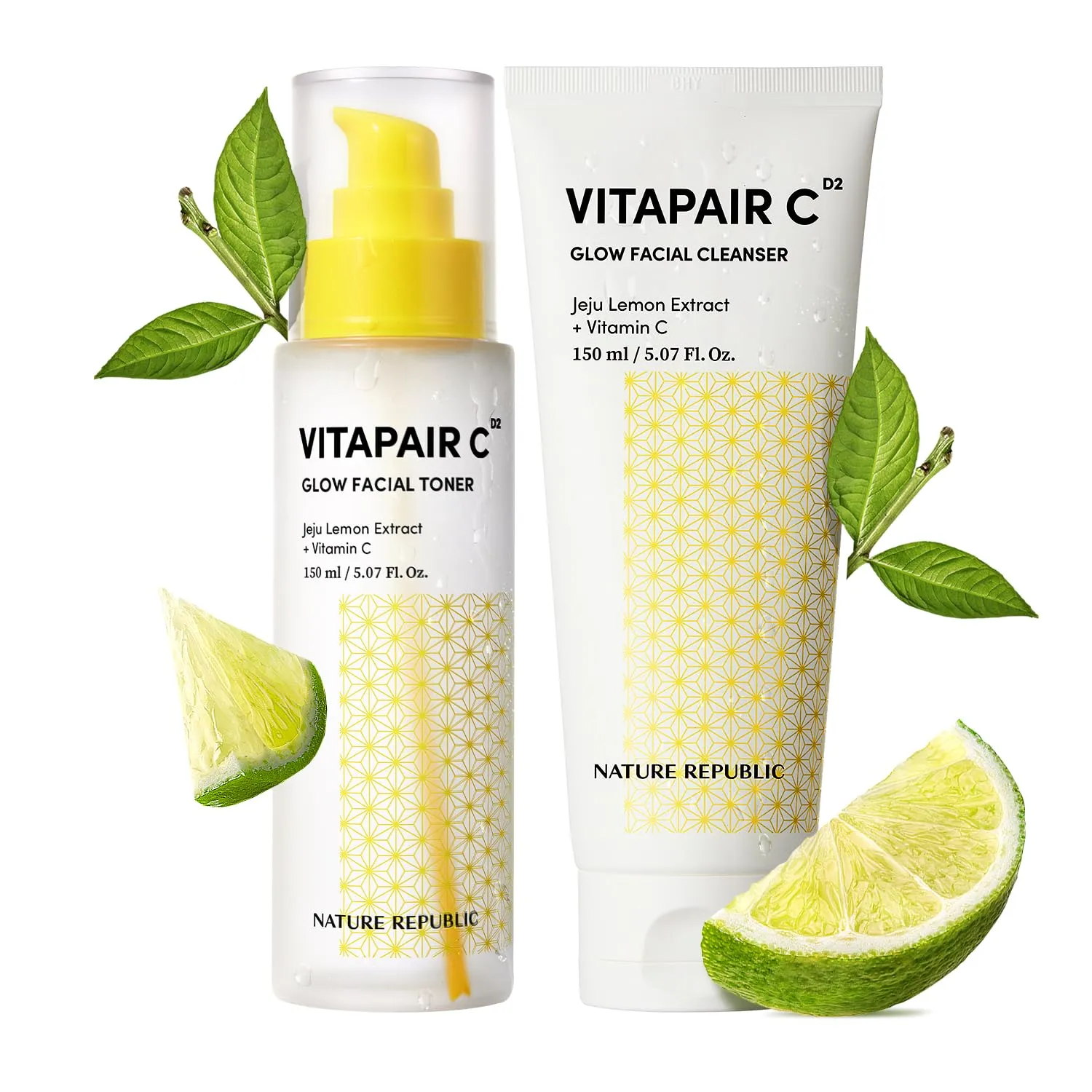Nature Republic Vitapair C Glow Facial Cleanser Toner Set - Korean Vitamin Skincare, Cleaner Skin, Hydrating, Niacinamide, Lightweight