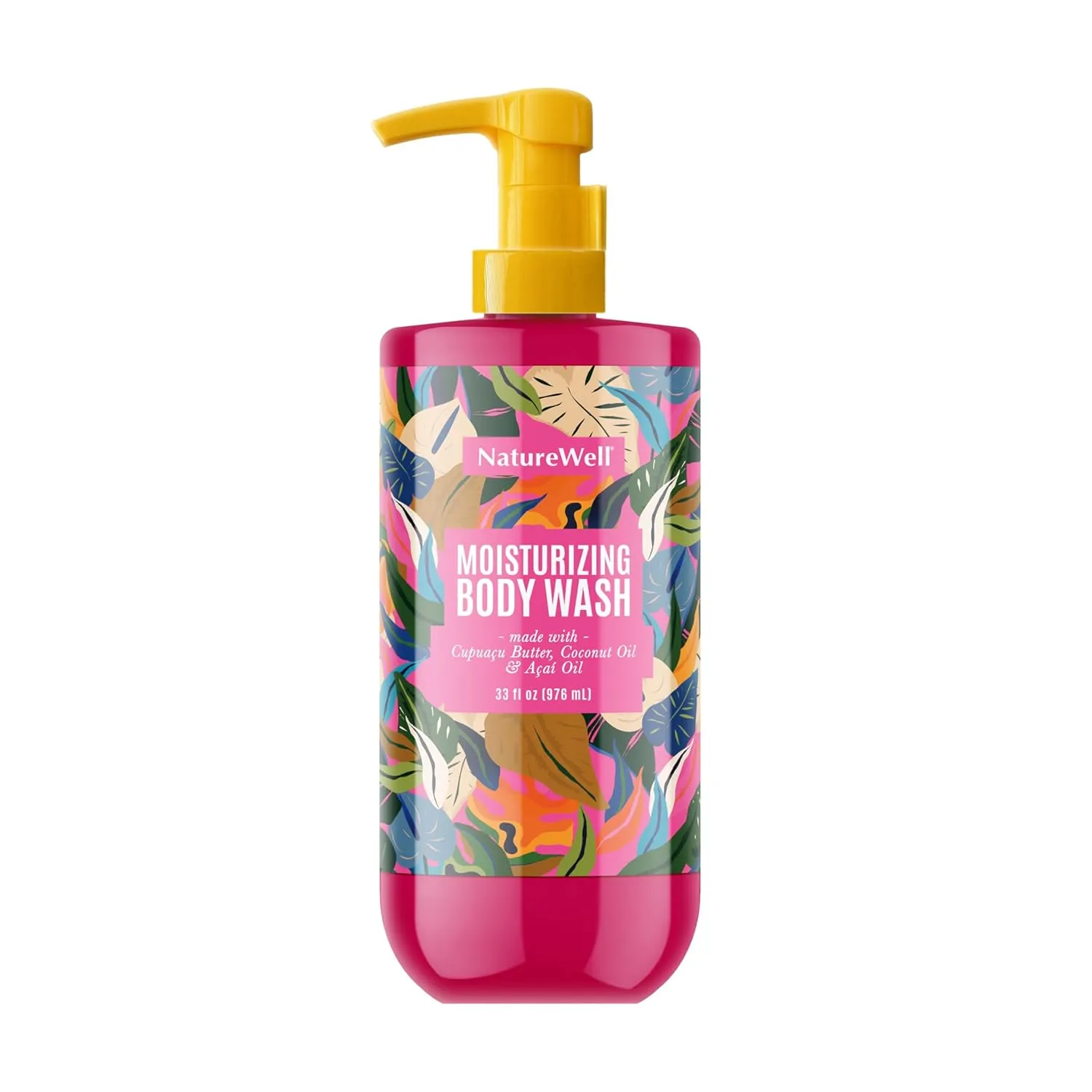 NATURE WELL Cheeky Moisturizing Body Wash, Creamy Formula Infused with Cupuaçu Butter, Provides Gentle Cleansing & Intense Hydration, Deliciously Sweet & Warm Brazilian Nut Oil Scent, 33 oz