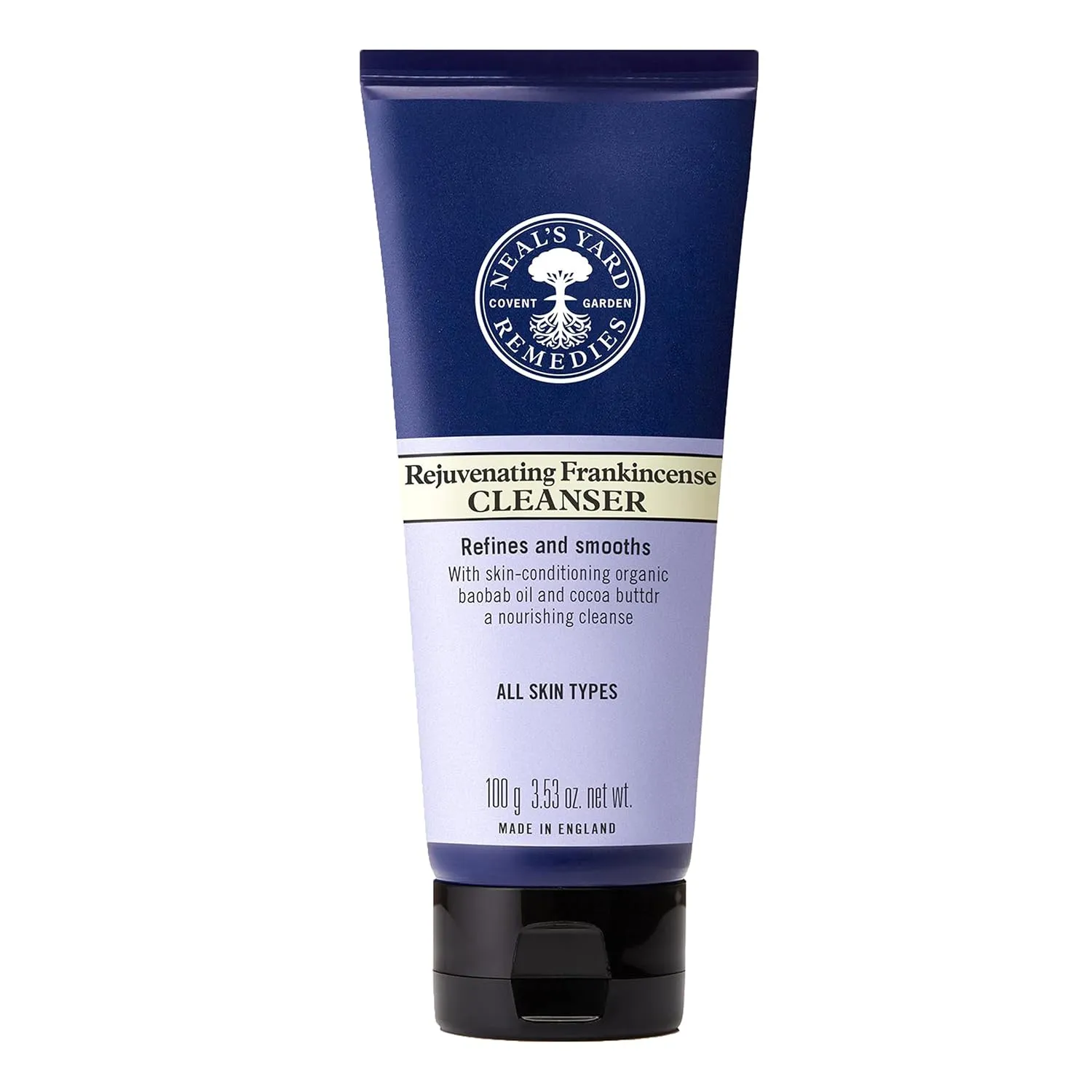 Neal's Yard Rejuvenating Frankincense Cleanser with Aloe Vera & Cocoa Butter, Smoothes & Refines, All Skin Types, Vegan Approved, Cruelty-Free 100mL