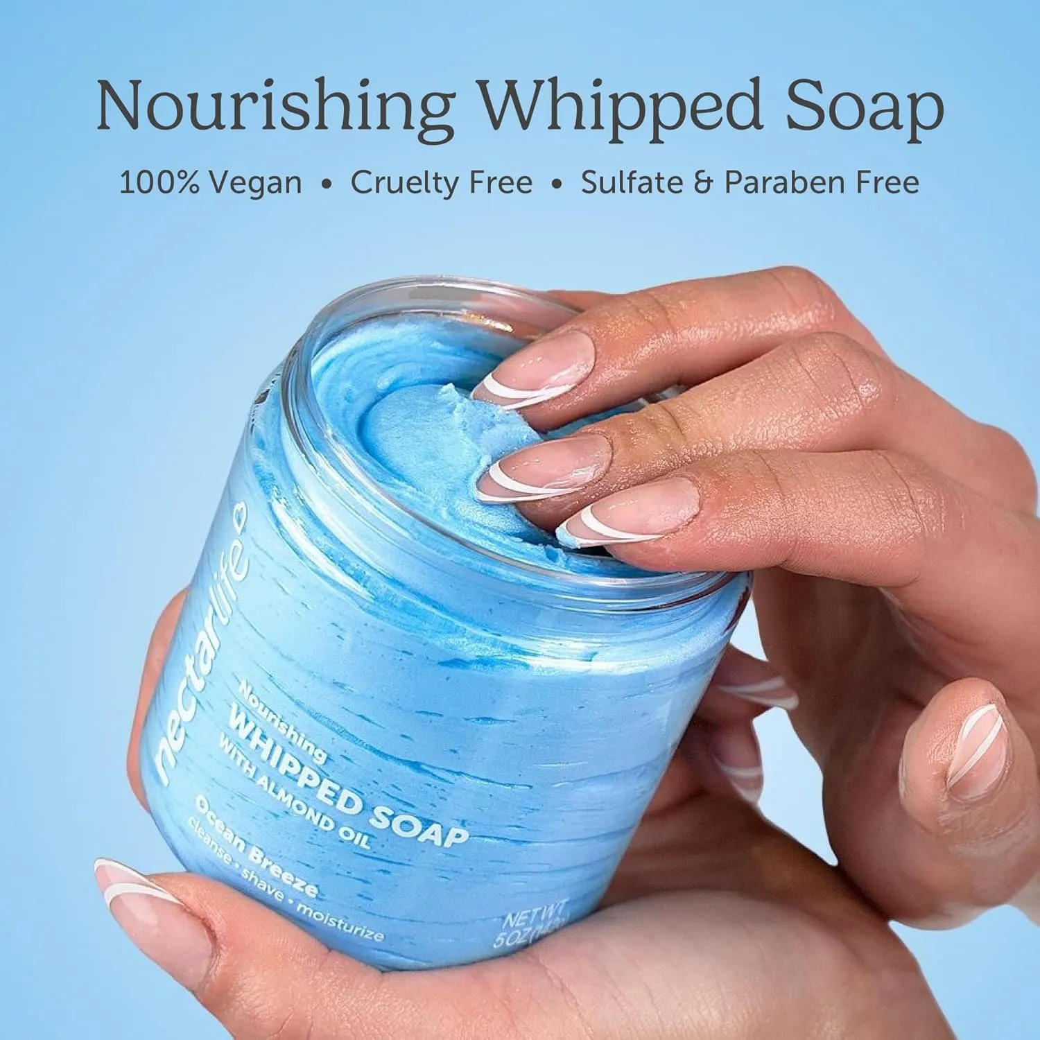 Nectar Life Nourishing Whipped Soap and Shave Butter with Almond Oil, Ocean Breeze Scent, Set of 3, 5 Oz each