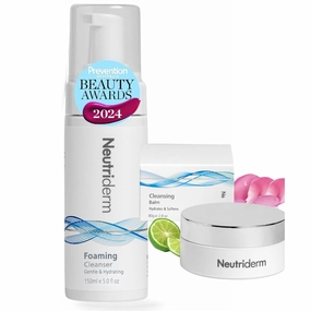 NEUTRIDERM Niacinamide Foaming Facial Cleanser   Ceramide Cleansing Balm Set, Gentle Face Wash and Makeup Remover for All Skin Types, Compatible with Sensitive Skin, Dry Skin, Oily Skin