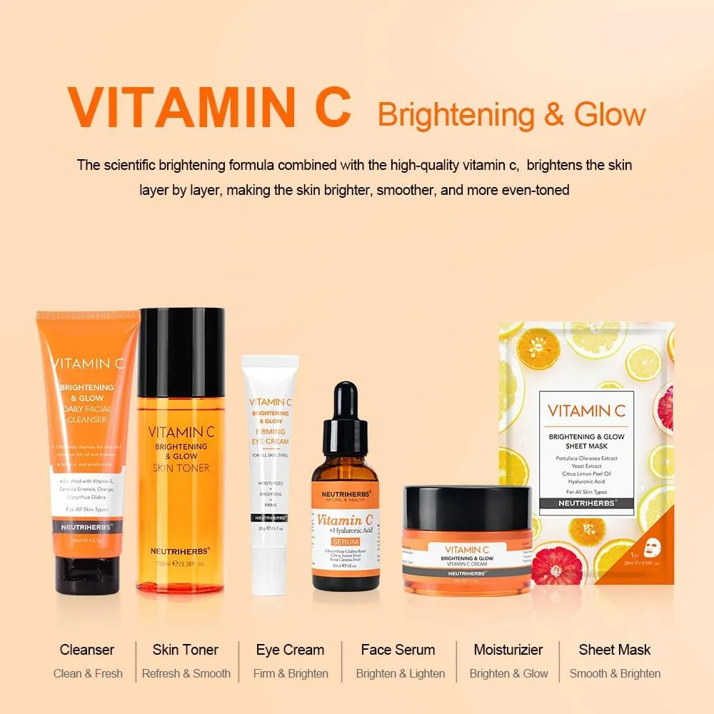 Neutriherbs Vitamin C Toner for Face Alcohol Free Facial Toner with Aloe Vera Witch Hazel Extract Hyaluronic Acid Moisturizing and Smoothing Skin 100ml e/3.38fl. oz.