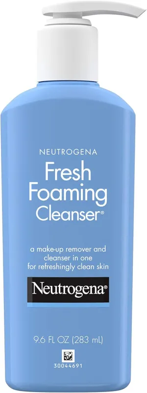 Neutrogena Fresh Foaming Gentle Daily Facial Cleanser & Makeup Remover, Oil-, Soap- & Alcohol-Free, Removes Dirt, Oil & Waterproof Makeup, Non-Comedogenic & Hypoallergenic, 9.6 fl. oz