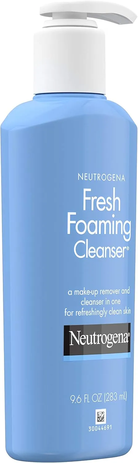 Neutrogena Fresh Foaming Gentle Daily Facial Cleanser & Makeup Remover, Oil-, Soap- & Alcohol-Free, Removes Dirt, Oil & Waterproof Makeup, Non-Comedogenic & Hypoallergenic, 9.6 fl. oz