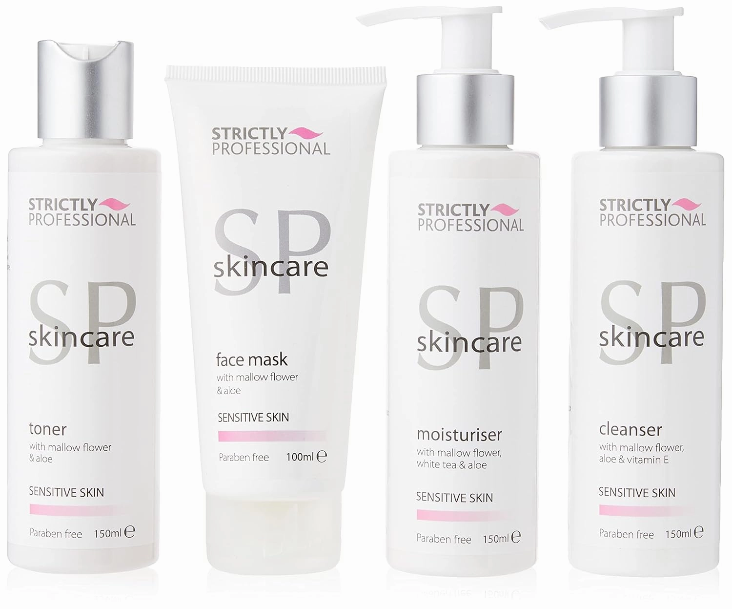 NEW 2016 Strictly Professional Skin Care Kit (Sensitive) with Mallow Flower, Aloe, White Tea & Vitamin E by SP Skincare