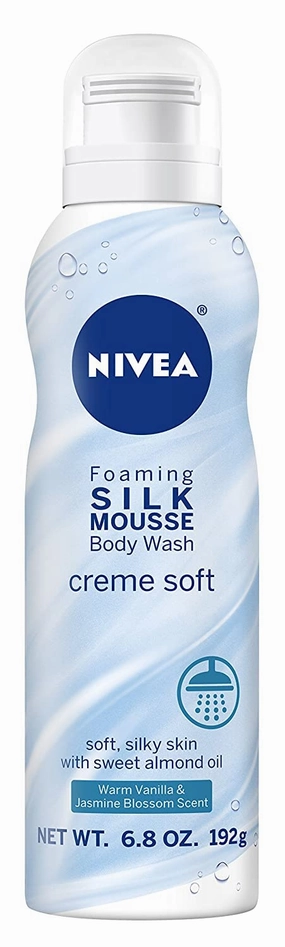 Nivea Creme Soft Foaming Silk Mousse Body Wash, Vanilla and Jasmine Blossom, 6.8 Ounce