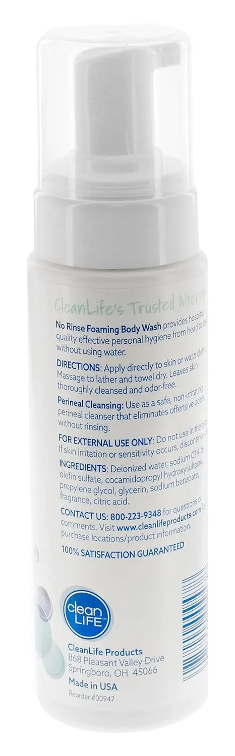 No-Rinse Foaming Body Wash, 8 fl oz (Pack of 3): The Original Formulas, Leaves Skin Clean, Refreshed and Moisturized - Effective Perineal Wash in a Rinse-Free Formula