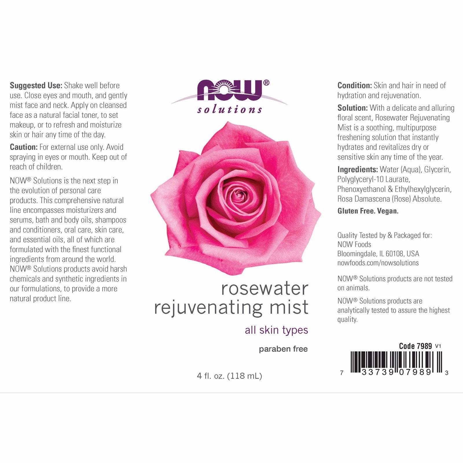Now Rosewater Rejuvenating Mist 118 mL