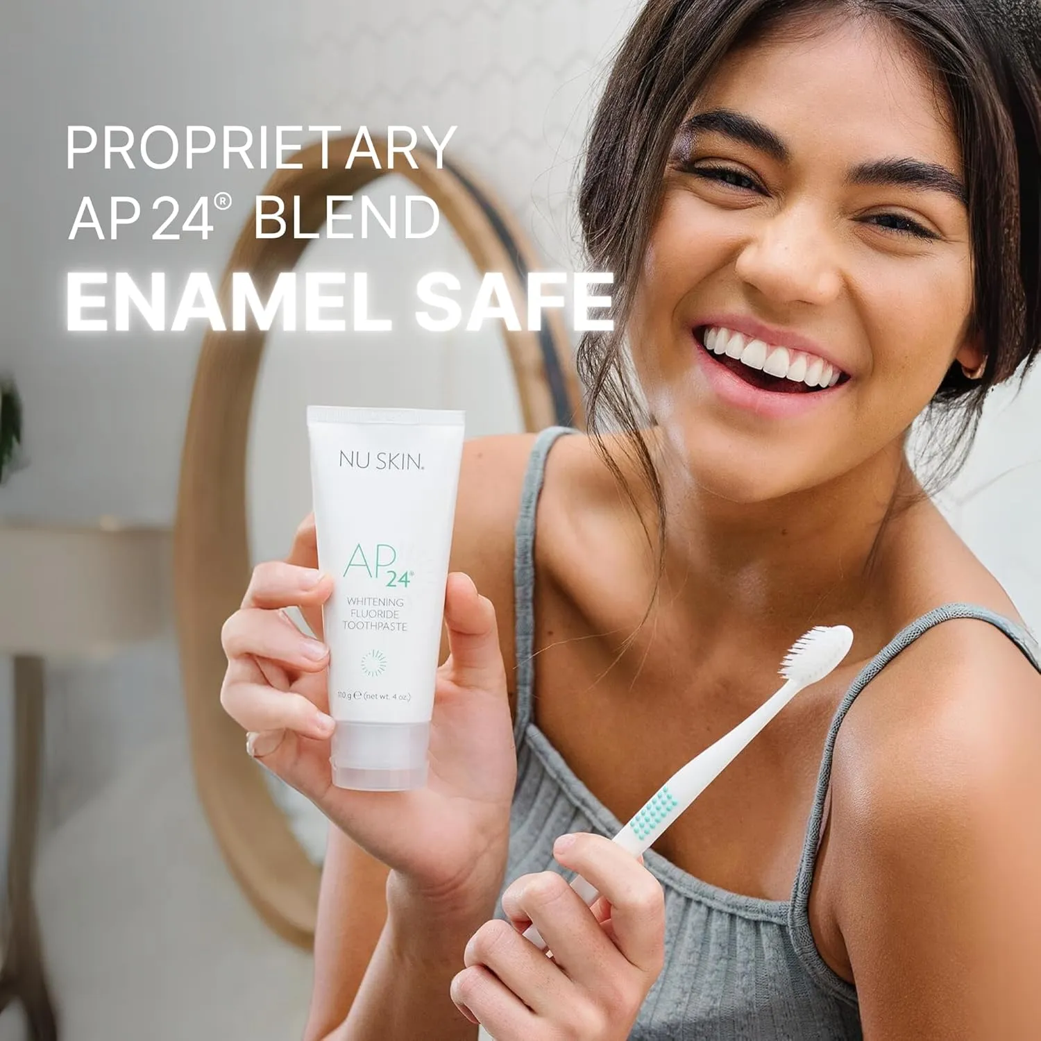 Nu Skin AP 24 Whitening Fluoride Toothpaste | 4oz | Brightens and Whitens Teeth | Helps Prevent Dental Cavities | Gentle Vanilla Mint Formula | 2 Pack