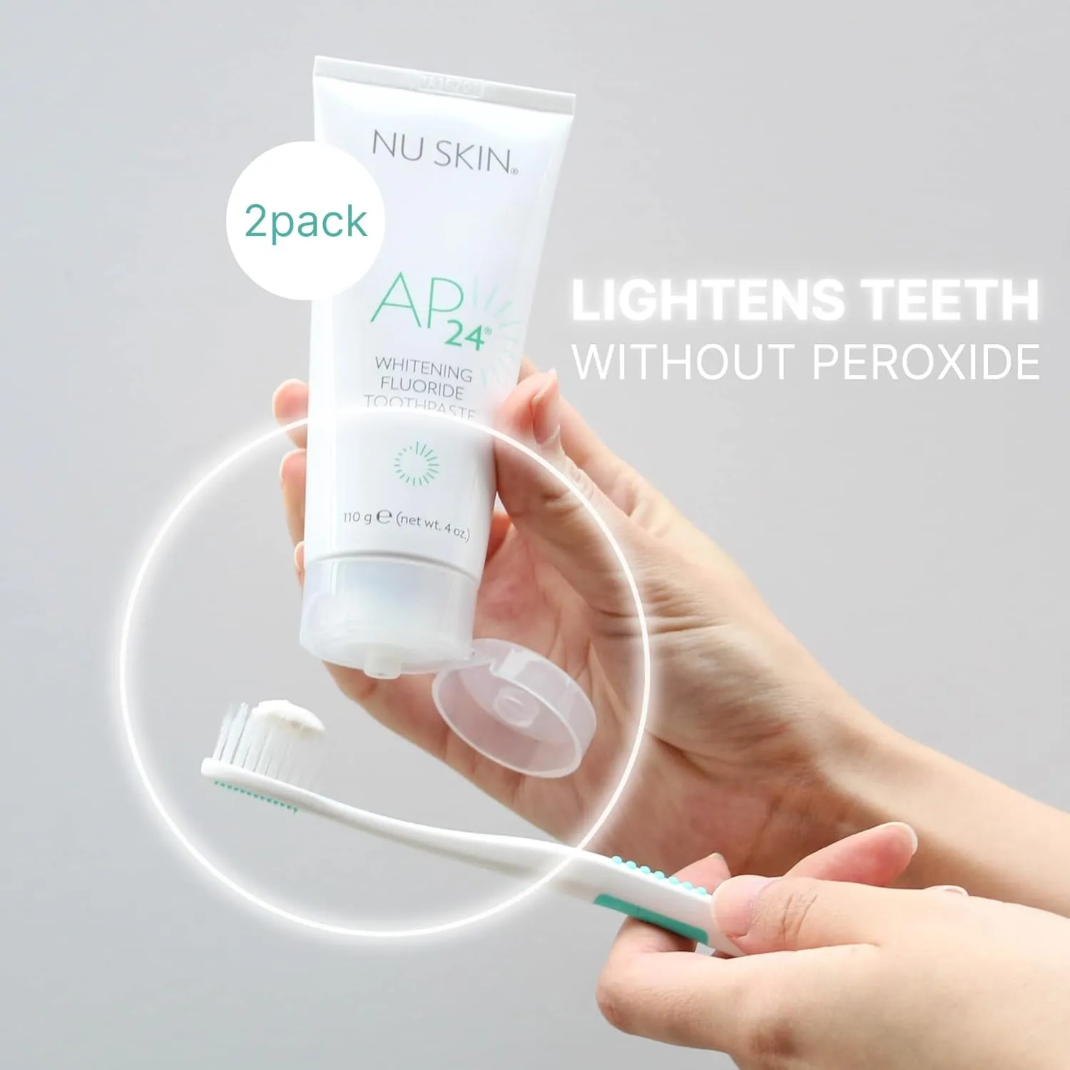 Nu Skin AP 24 Whitening Fluoride Toothpaste | 4oz | Brightens and Whitens Teeth | Helps Prevent Dental Cavities | Gentle Vanilla Mint Formula | 2 Pack