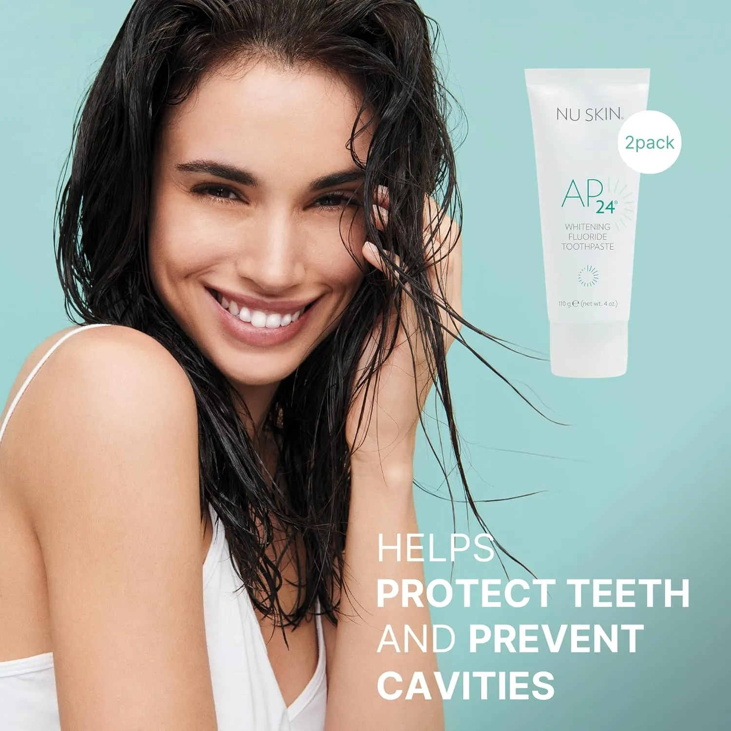 Nu Skin AP 24 Whitening Fluoride Toothpaste | 4oz | Brightens and Whitens Teeth | Helps Prevent Dental Cavities | Gentle Vanilla Mint Formula | 2 Pack