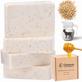 Oatmeal Soap Bars with Goat Milk for Dry, Itchy & Sensitive Skin – Unscented Oatmeal Bath Soak Alternative for Adults, Kids & Babies (4 Pack)