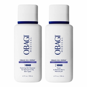 Obagi Nu-Derm Foaming Gel Cleanser & Face Toner Bundle – Gently Tones, Cleanses to Remove Makeup & Build-Up for a Fresh Complexion with Witch Hazel & Aloe Vera – for Normal to Oily Skin Types