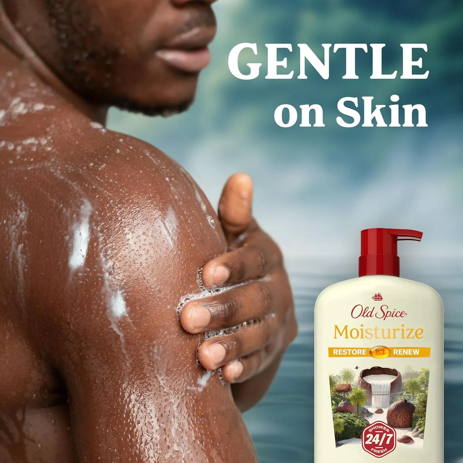 Old Spice Cleansing Body Wash for Men, 24/7 Shower Fresh with Lasting Scent, Restore & Renew, Gentle on Skin, Vitamin B3, Moisturize with Shea Butter Scent, 30 oz (Pack of 4)