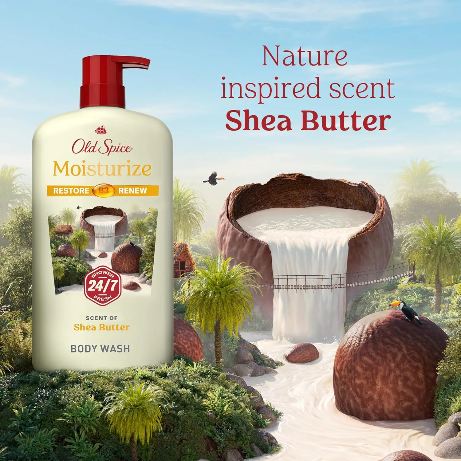 Old Spice Cleansing Body Wash for Men, 24/7 Shower Fresh with Lasting Scent, Restore & Renew, Gentle on Skin, Vitamin B3, Moisturize with Shea Butter Scent, 30 oz (Pack of 4)