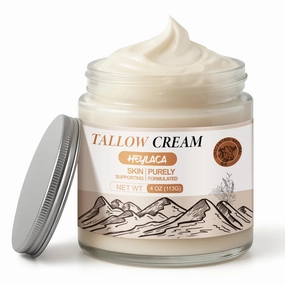 Organic Grass Fed Beef Tallow for Skin - Whipped Moisturizer for Skin   Face - Natural Body Lotion Cream Infused with Manuka Honey Beeswax Olive Oil(4 oz Unscented)