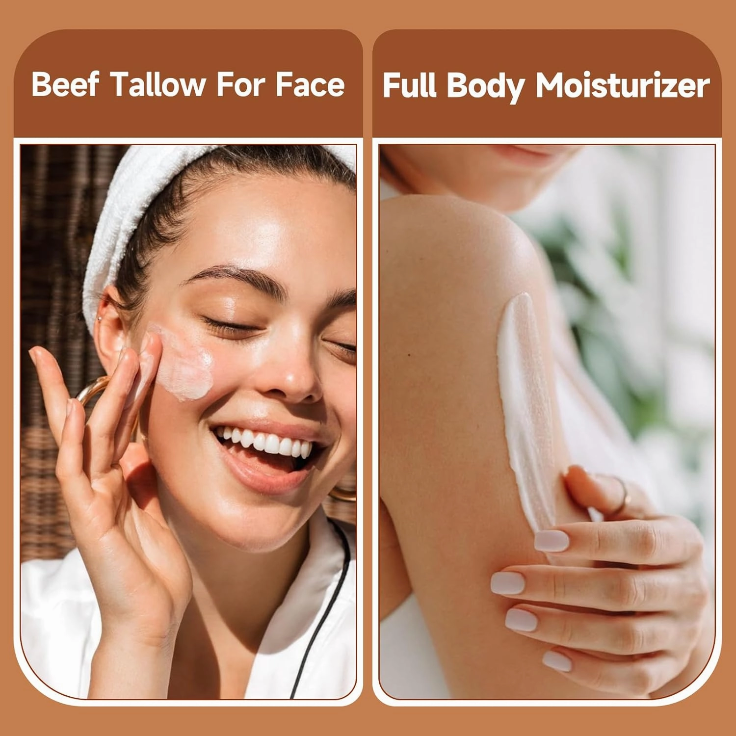 Organic Grass Fed Beef Tallow for Skin - Whipped Moisturizer for Skin   Face - Natural Body Lotion Cream Infused with Manuka Honey Beeswax Olive Oil(4 oz Unscented)
