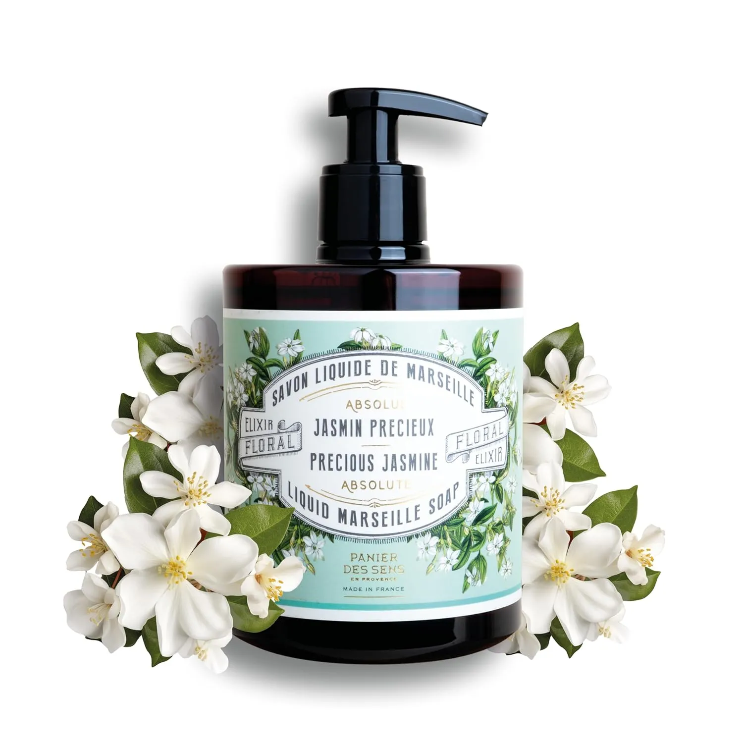 Panier des Sens - Liquid Hand Soap - Jasmine Hand Wash - French Marseille Moisturizing Hand Soap with Coconut Oil - Refillable Kitchen & Bathroom Hand Soap - 96% Natural Ingredients -16.9 Fl.oz