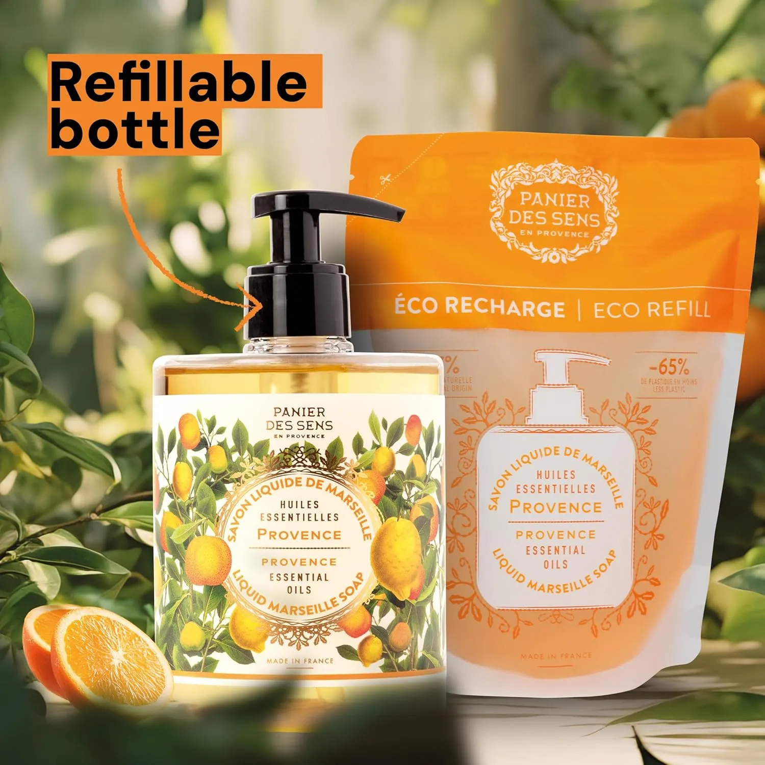 Panier des Sens Moisturizing Hand Soap - Provence Fresh, Fruity Fragrance - French Traditional Savon de Marseille Soap - Refillable Kitchen & Bathroom Soap - 16.9 Fl.oz Liquid Hand Wash 97% Natural