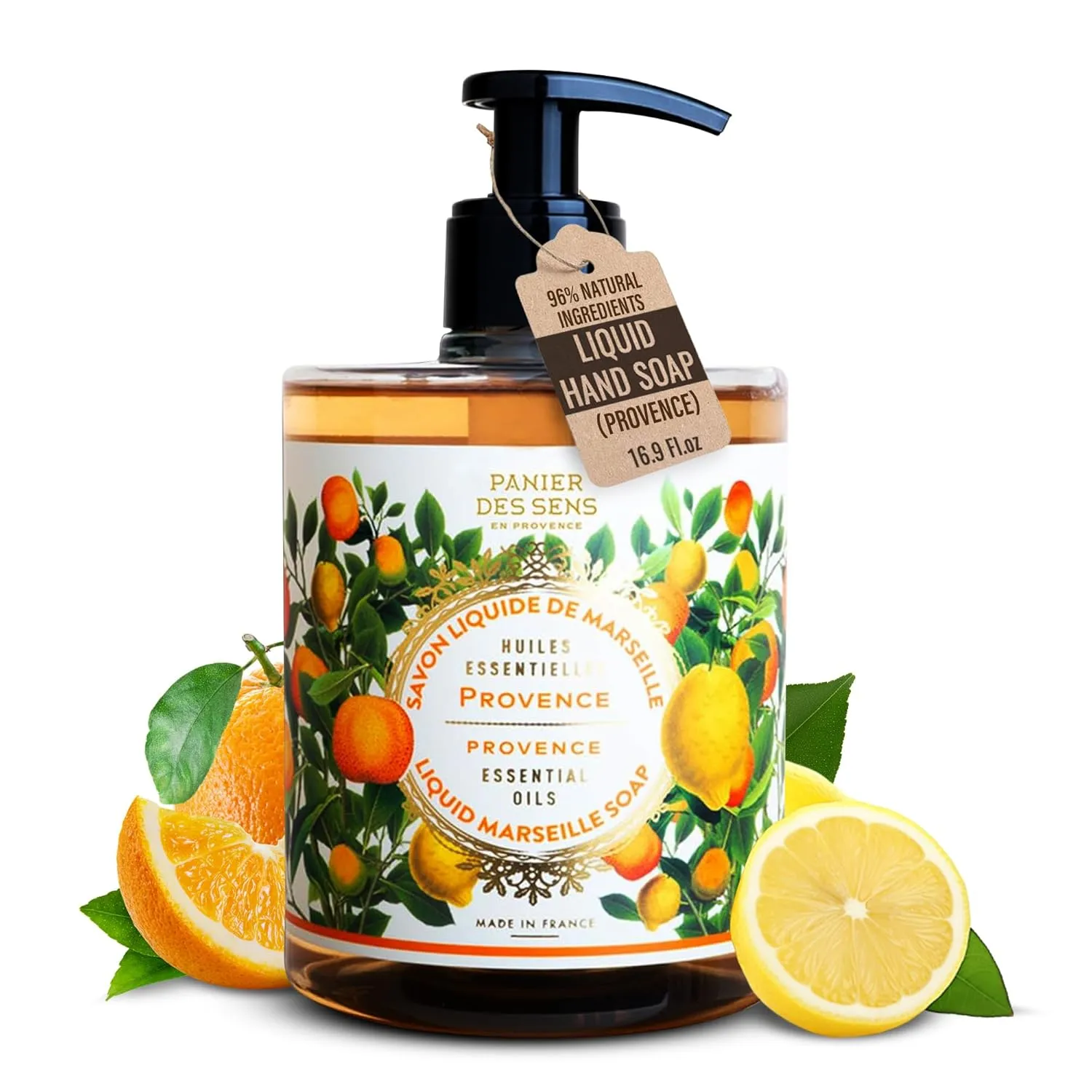 Panier des Sens Moisturizing Hand Soap - Provence Fresh, Fruity Fragrance - French Traditional Savon de Marseille Soap - Refillable Kitchen & Bathroom Soap - 16.9 Fl.oz Liquid Hand Wash 97% Natural