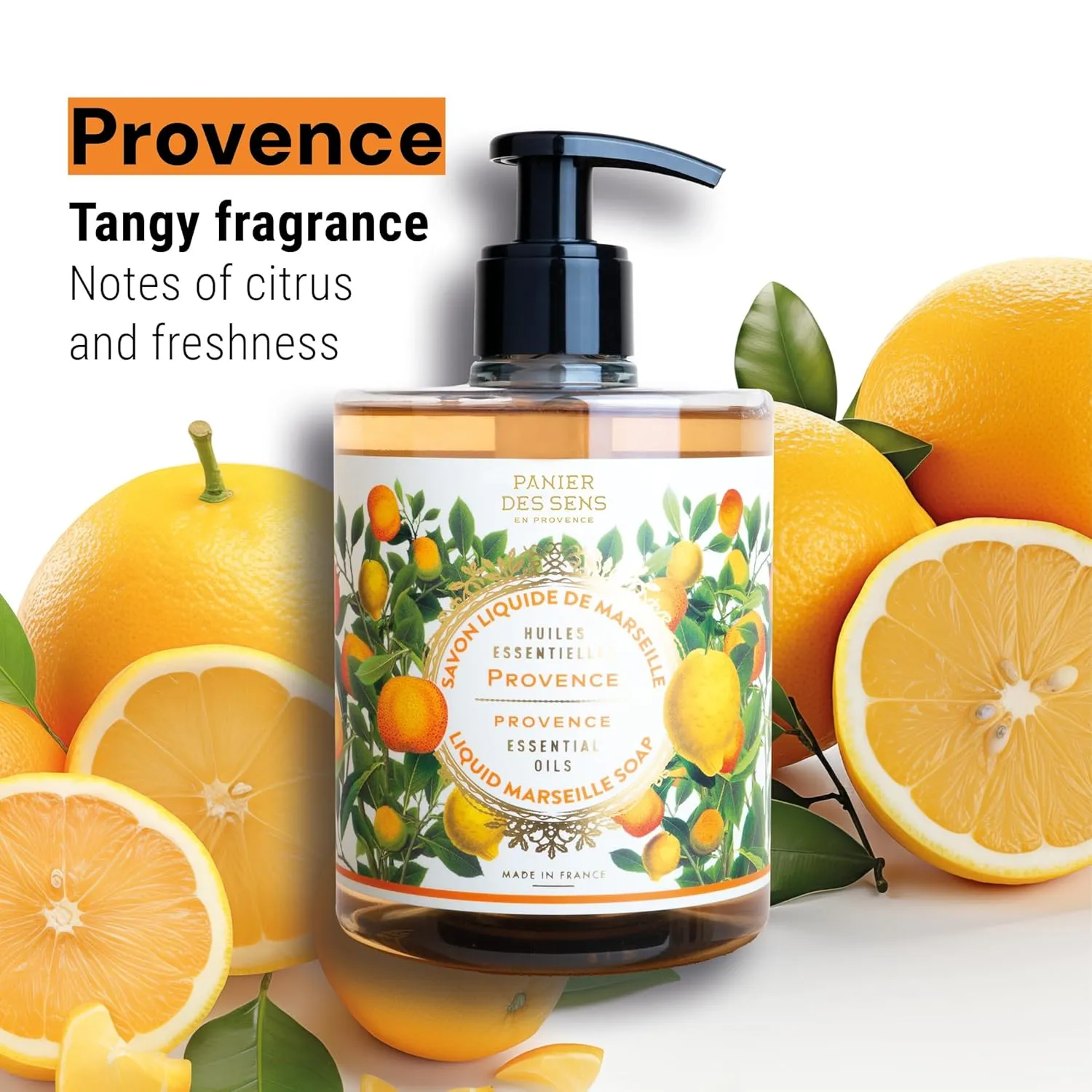 Panier des Sens Moisturizing Hand Soap - Provence Fresh, Fruity Fragrance - French Traditional Savon de Marseille Soap - Refillable Kitchen & Bathroom Soap - 16.9 Fl.oz Liquid Hand Wash 97% Natural