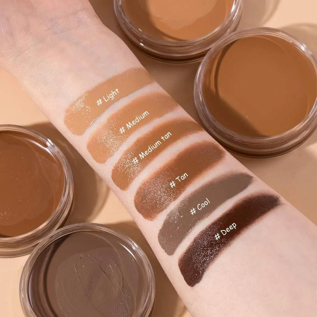 Paraben Free Vegan Bronzer Palette, Creamy Face Makeup, Multi-Use Contour Cream, Full Coverage, Light/Medium/Medium Tan/Tan/Cool/Deep, 0.7 Ounce (COOL, 0.7 Ounce)