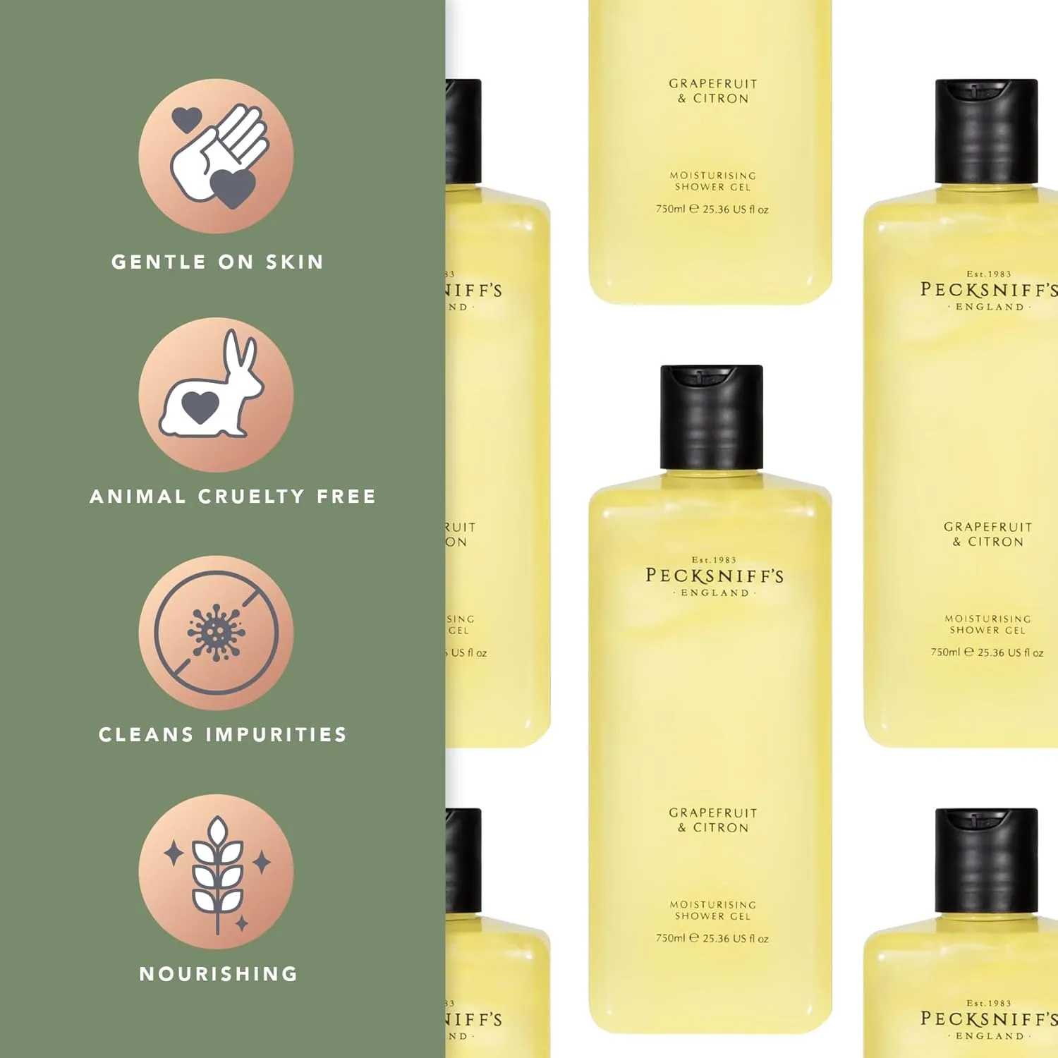 Pecksniff's Grapefruit & Citron Moisturizing Shower Gel | 750ml / 25.36 Fl Oz