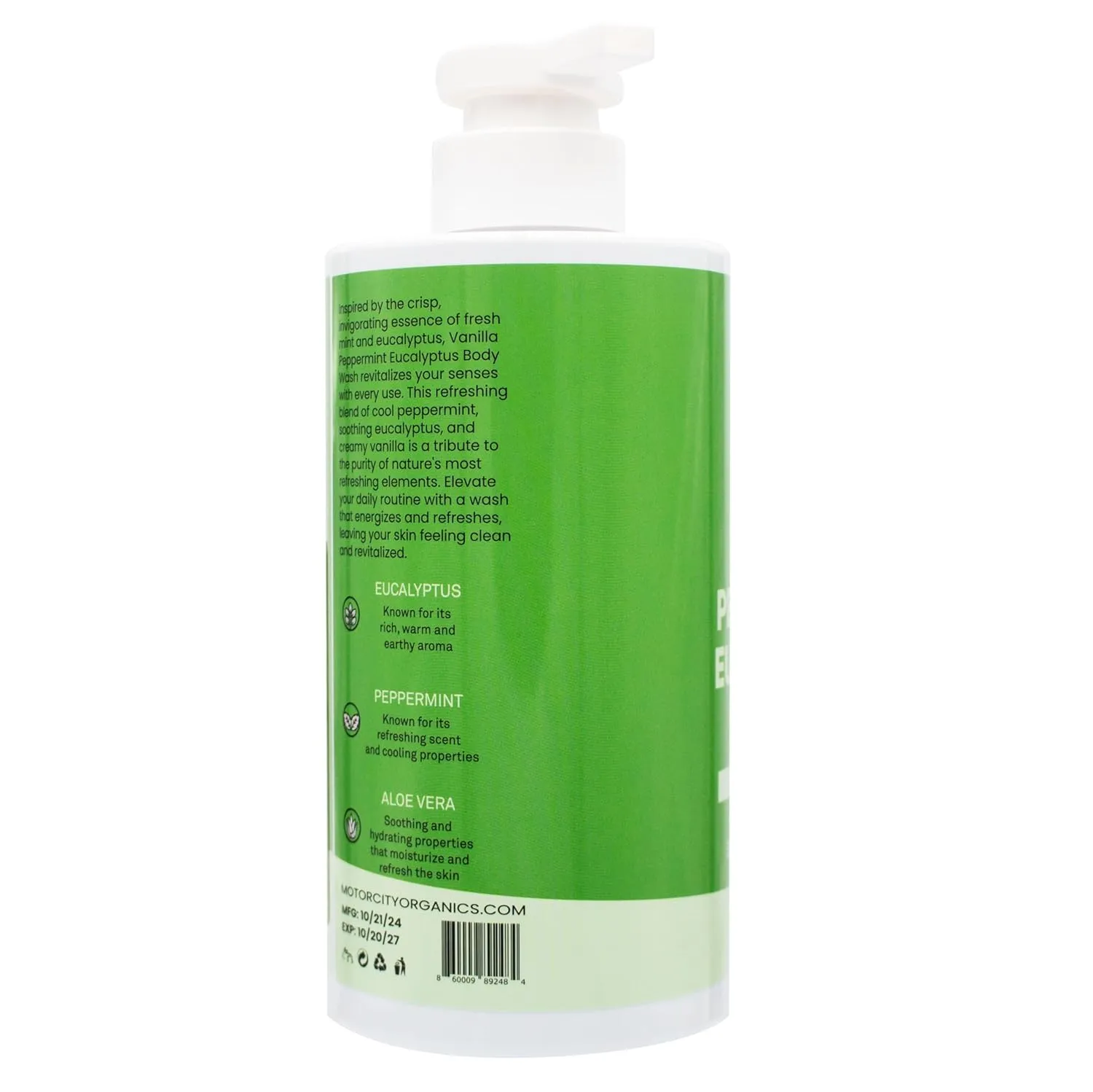 Peppermint Eucalyptus Body Wash | Infused with Peppermint & Eucalyptus - 16.9 oz | Gentle Formula | Suitable for All Skin Types | Paraben-Free