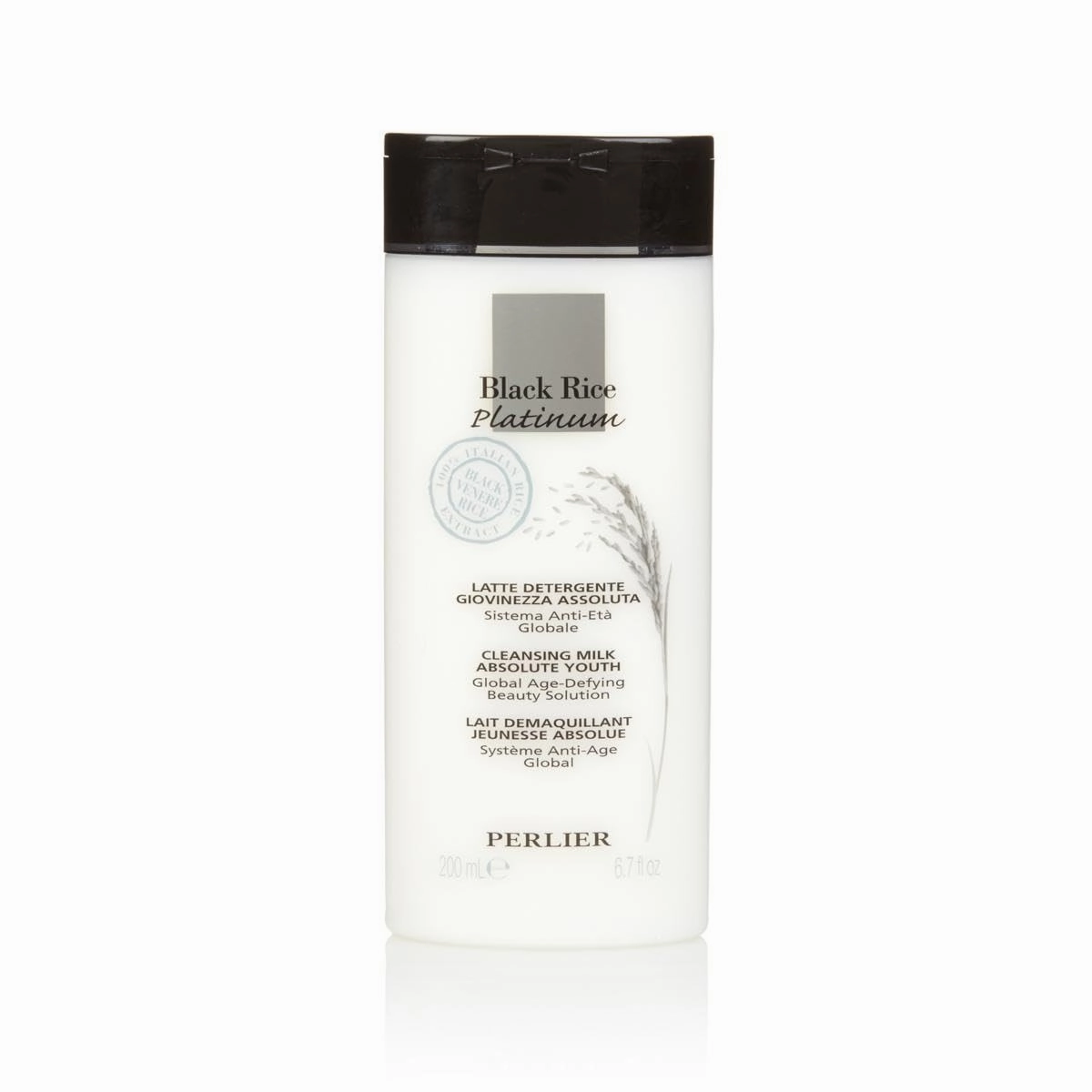 Perlier Black Rice Facial Cleanser, Makeup Remover with Rice Peptides and Acai Extract, 6.7 fl. oz