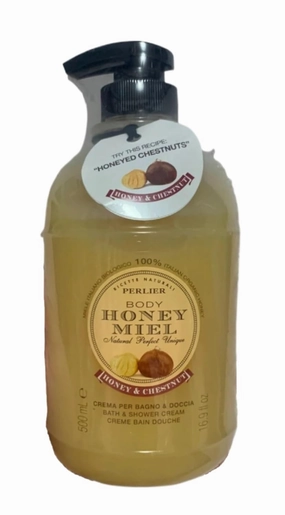 Perlier Noney Miel Honey & Chestnut Bath and Shower Cream, 16.9 oz