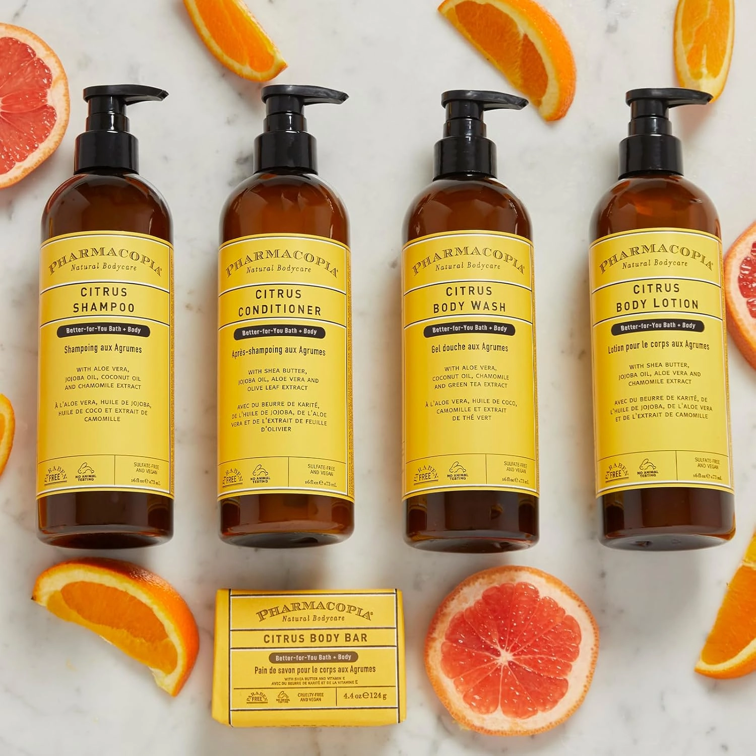 Pharmacopia Citrus Body Bar – Aromatherapy Body Soap with Natural & Organic Ingredients – Vegan Wash Bar for Men & Women, 4.4oz, Pack of 3