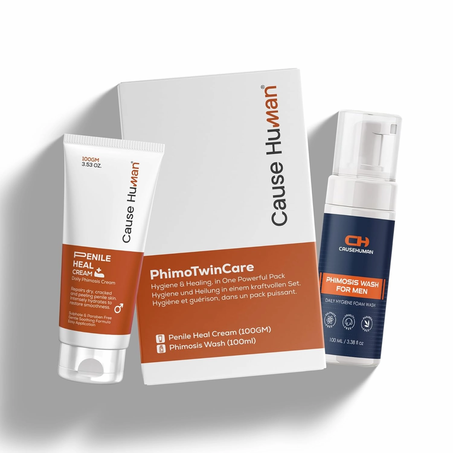 PhimoTwinCare – Penile Heal Cream (100g)   Phimosis Wash for Men (100ml) | Daily Use Combo | Steroid-Free & Gentle on Sensitive Skin