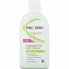 Phisoderm Fragrance Free Cream Cleanser For Sensitive Skin 6 oz (Packs of 12)