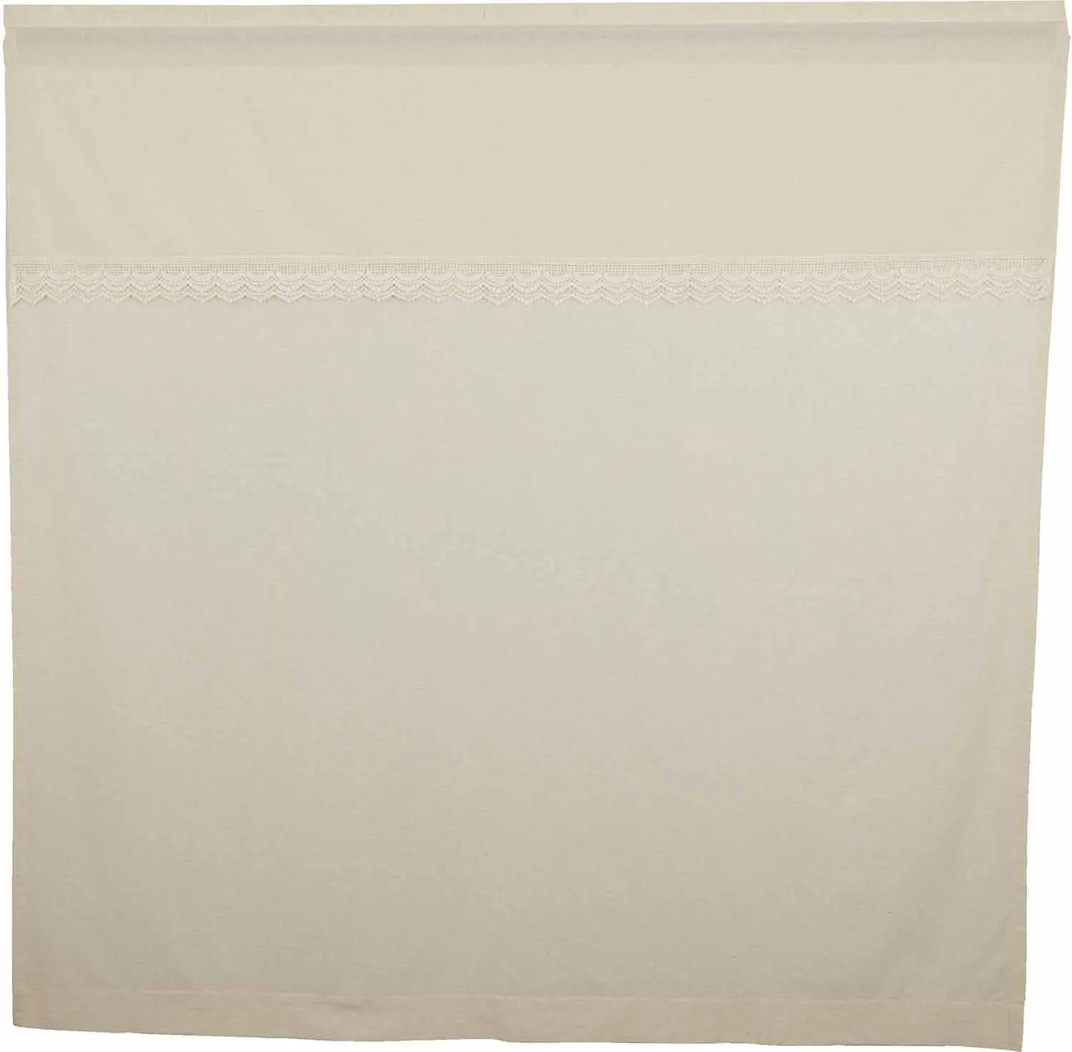 Piper Classics Flax and Lace Shower Curtain, 72" x 72", Natural Cream Bath Accent w/Crochet Lace Trim and Valance Top, Vintage Farmhouse, Boho Bathroom