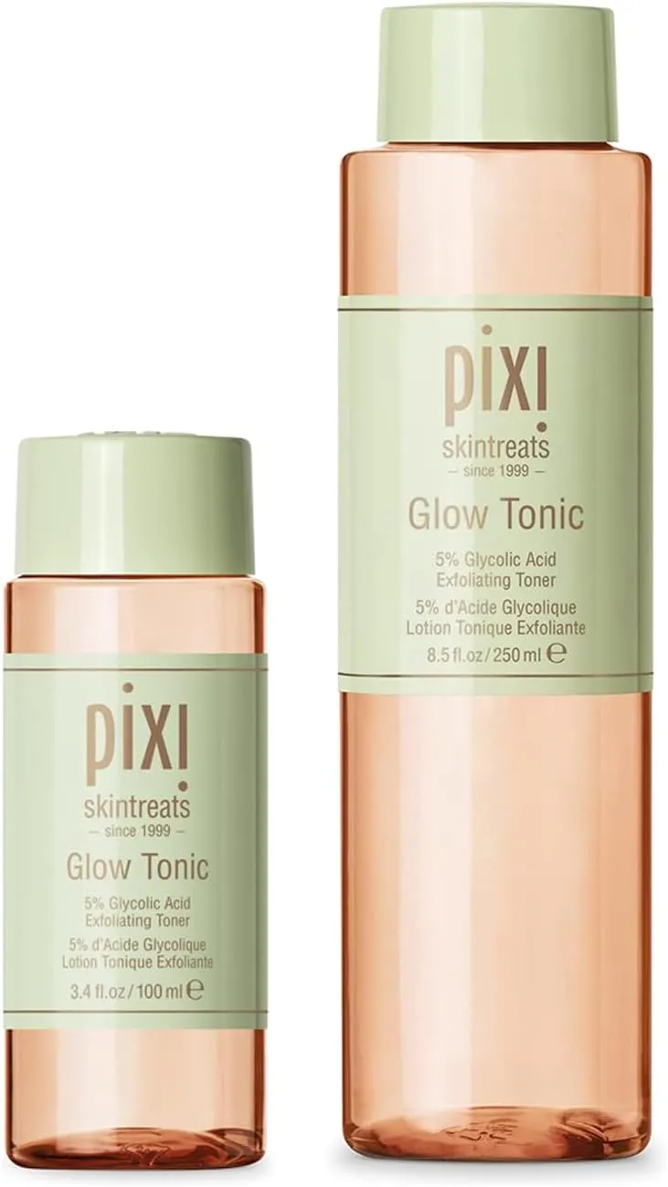Pixi Beauty Glow Tonic 100ml & 250ml Bundle | Balancing Face Toner | Glycolic Acid Toner for Radiant Skin | Daily Brightening Toner