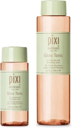 Pixi Beauty Glow Tonic 100ml & 250ml Bundle | Balancing Face Toner | Glycolic Acid Toner for Radiant Skin | Daily Brightening Toner