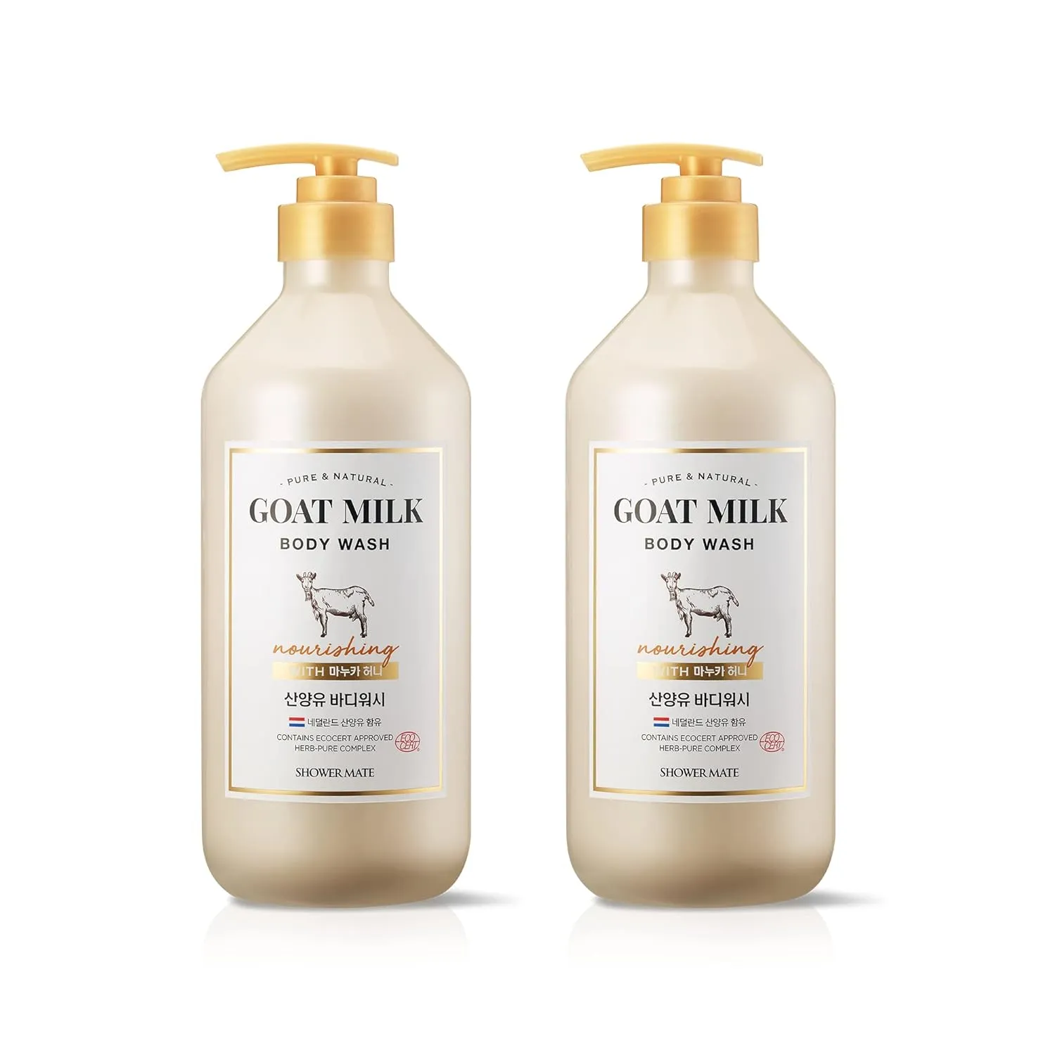 Premium Goat Milk Body Wash Manuka Honey For Smooth Skin, Moisturizing PH Balancing Body Cleanser with Probiotics Honey, Herb Pure Complex, 27 Fl Oz, Pack Of 2