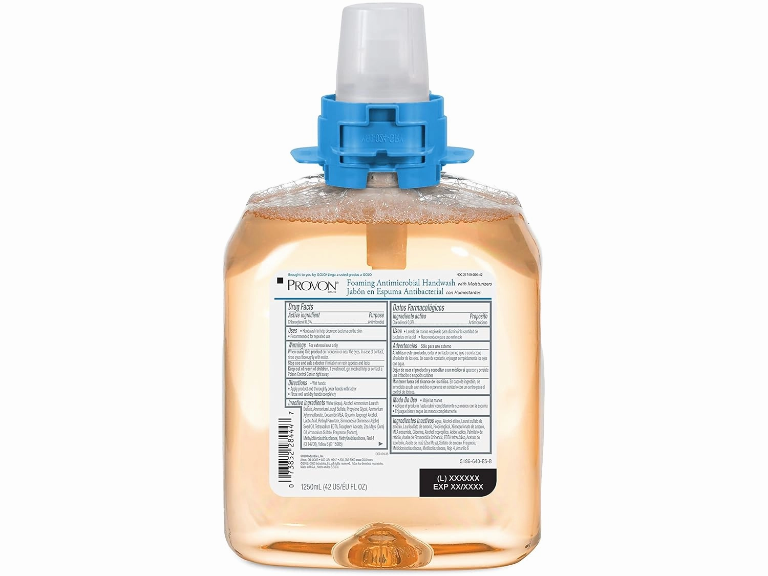 PROVON Foaming Antimicrobial Handwash with Moisturizers, Light Fruit Fragrance, 1250 mL Hand Soap Refill for PROVON FMX-12 Push-Style Dispenser (Pack of 4) - 5186-04