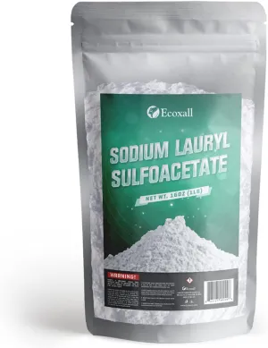 Pure Sodium Lauryl Sulfoacetate SLSA - Mild Surfactant - Ideal for Bath Bomb and Bubble Bath Additive - Gentle on Skin, Long-Lasting Foam & Bubbles - 1 lbs
