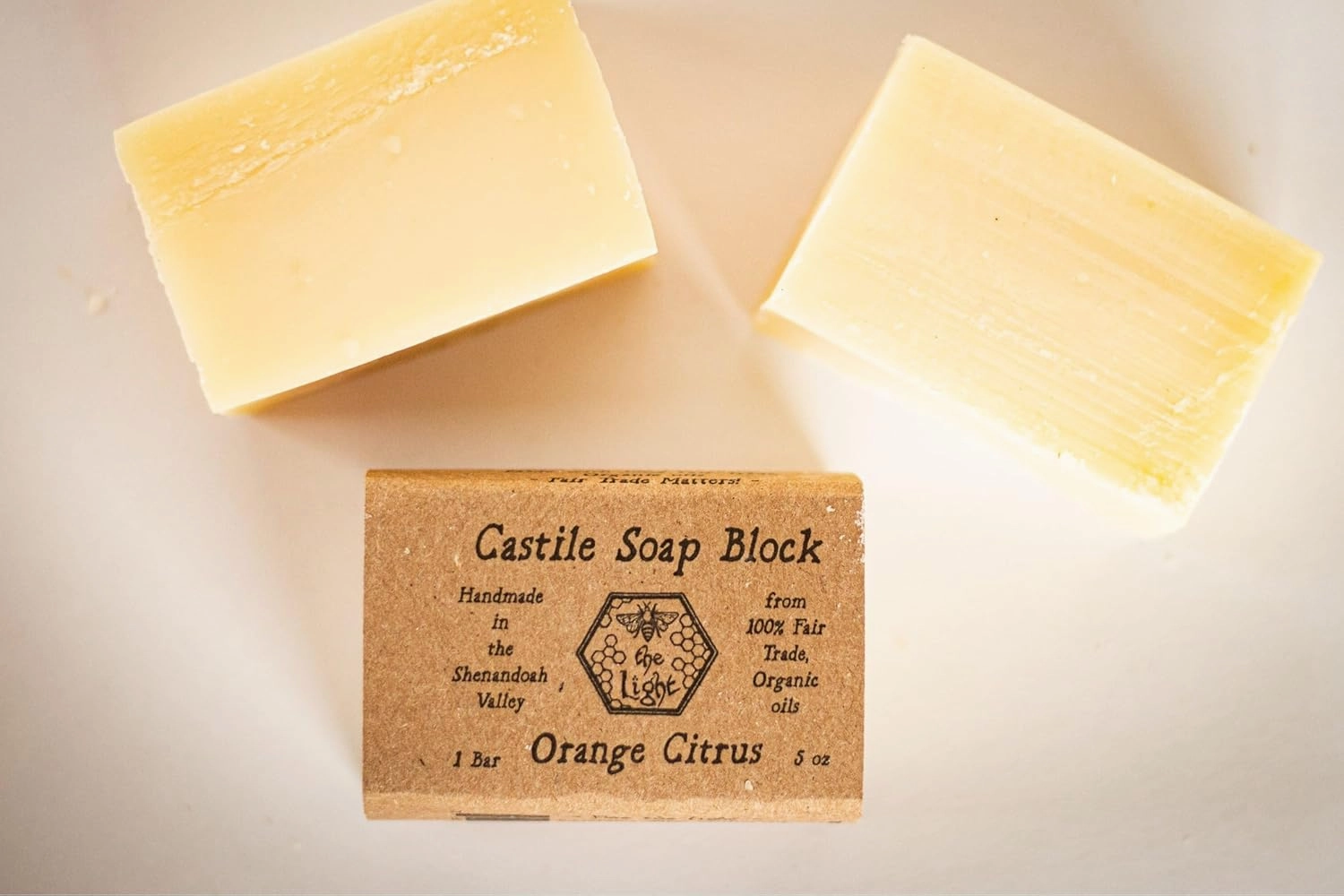 Pure Castile and Artisan Bar Soap Handmade with 100% Fair Trade Organic Oils, Cold Process Bars with Soap Saver Eco Scrub Bag by BeeTheLight (15 ounces w/Soap Saver Bag, Assorted: Pep/Lav/Orange)