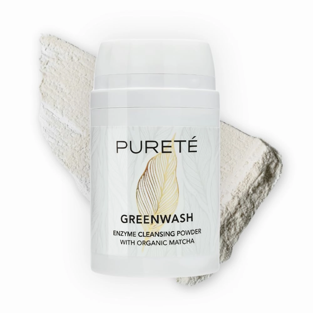 Pureté Greenwash Enzyme Powder Face Wash – Organic Exfoliating Cleanser with Matcha & Papain | Gentle, Non-Abrasive Powder Wash | Made in Japan | 1.4 oz