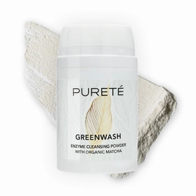 Pureté Greenwash Enzyme Powder Face Wash – Organic Exfoliating Cleanser with Matcha & Papain | Gentle, Non-Abrasive Powder Wash | Made in Japan | 1.4 oz
