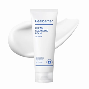 Real Barrier | Cream Cleansing Foam | Gentle Sulfate-Free Amino Acid | Moisturizing Korean Face Wash | Skin Barrier Face Cleanser with Ceramide | Foaming Acne Face Wash for Women | 7.43 fl oz (220ml)
