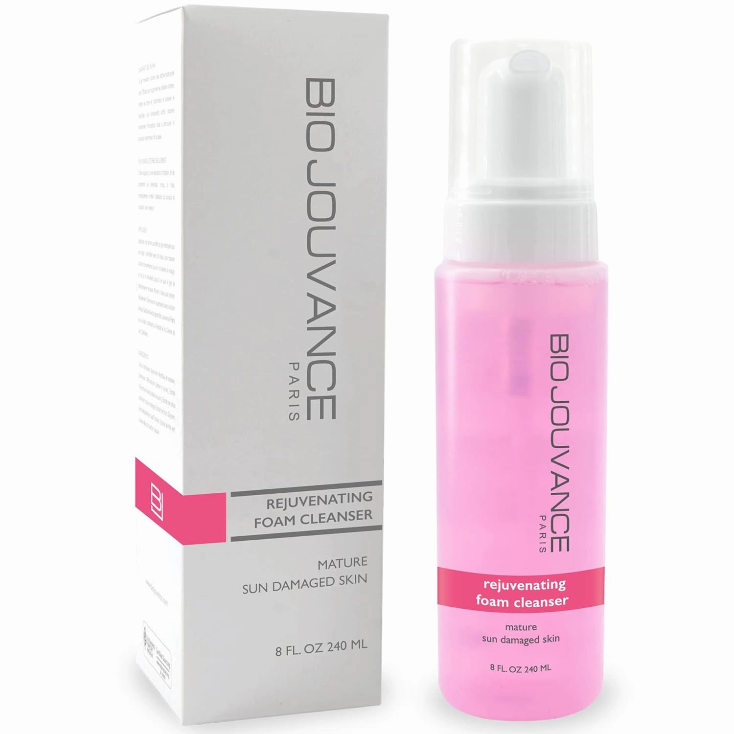 Rejuvenating Foaming Facial Cleanser 8oz / 240ml - For Mature/Sun Damaged Skin | Gentle Foam Face Wash & Makeup Remover | Daily Skin Care Treatment Regimen | Made in France