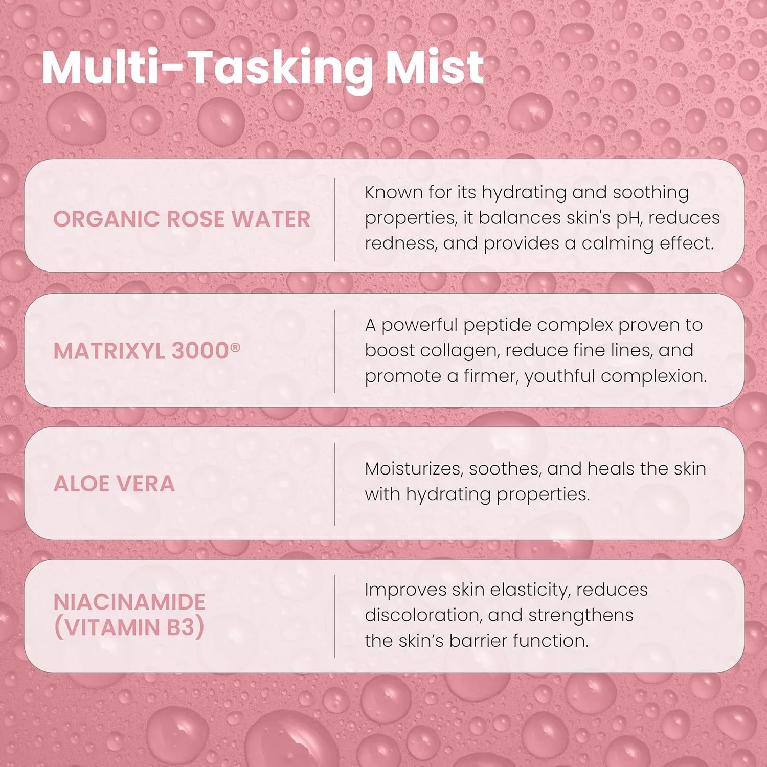 Rose Water Spray for Face with Matrixyl 3000 (2-Pack) - Organic Rosewater Face Mist with Aloe Vera & Hyaluronic Acid - Hydrating, Reduces Fine Lines, Boosts Collagen Production, & Soothes Skin