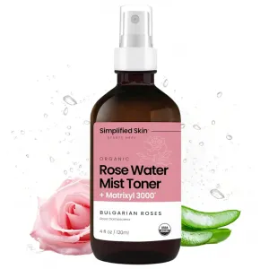 Rose Water Spray for Face with Matrixyl 3000 (2-Pack) - Organic Rosewater Face Mist with Aloe Vera & Hyaluronic Acid - Hydrating, Reduces Fine Lines, Boosts Collagen Production, & Soothes Skin