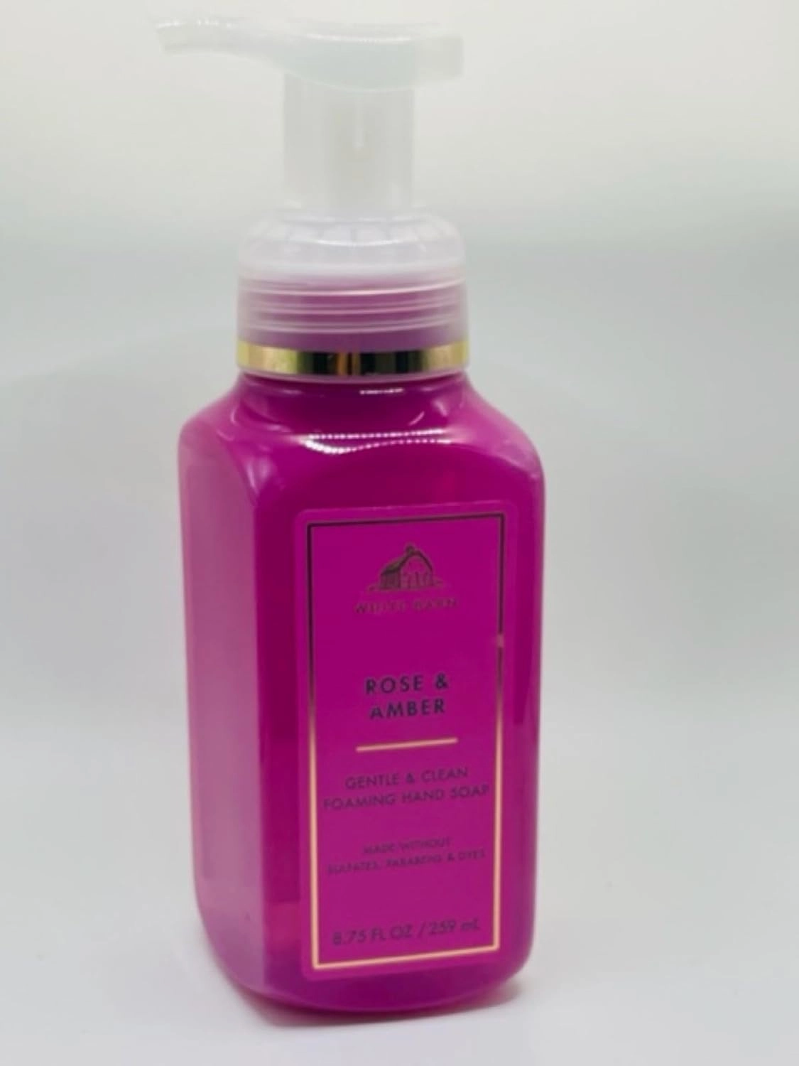 Rose Amber Gentle Foamng Hand Soap 8.75 Ounce Full Size Pump Bottle