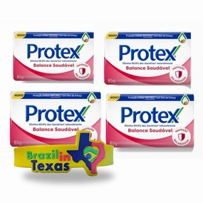 Sabonete Brasileiro Protex Balance Saudável 85g | Pack 4x85g | Antibacterial soap   Silicone Bracelet Souvenir | Bundle