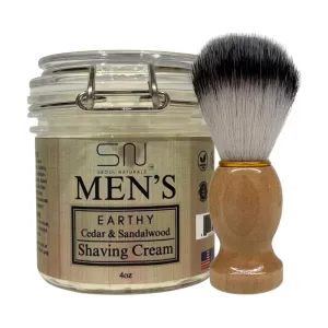 Seoul Naturals Earthy Cedarwood and Sandalwood Shaving Cream with Barber Brush, k beauty, 4 oz