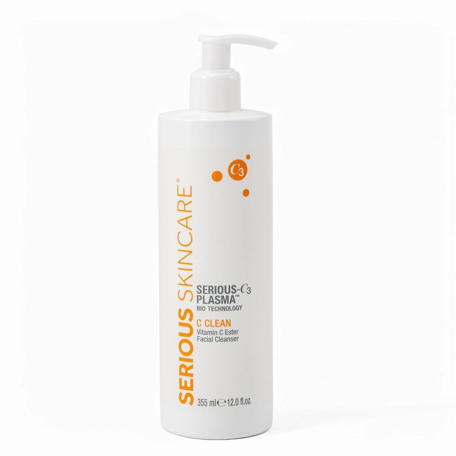 Serious Skincare - Hydrating C3 Vitamin C Facial Cleanser - Gentle Face Wash with Hydrolyzed Collagen - Botanical Extracts - For Dry and Mature Skin - 12 oz.